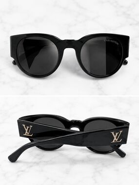 Louis Vuitton Black Sunglasses with Gold LV Accents